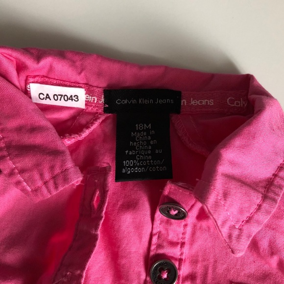 18M Girls: Pink Calvin Klein Jeans Romper - Picture 3 of 4